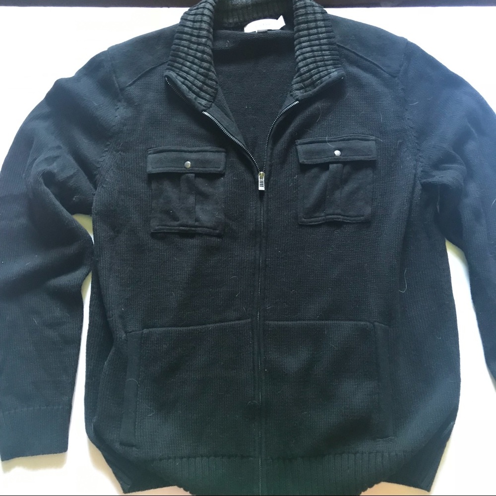 Black Calvin Klein Full Zip KnitCardigan Sweater